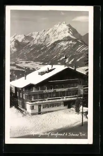 AK Schwaz /Tirol, Alpengasthof Grafenast im Schnee