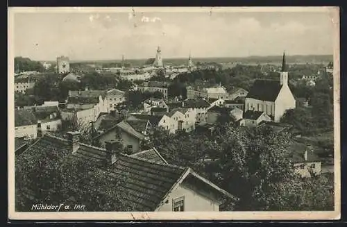AK Mühldorf a. Inn, Blick über die Dächer