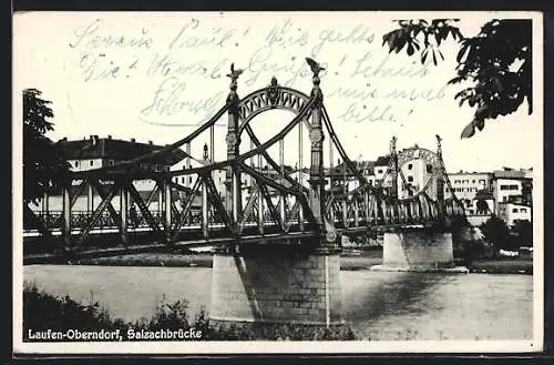 AK Laufen-Oberndorf, Blick auf die Salzachbrücke