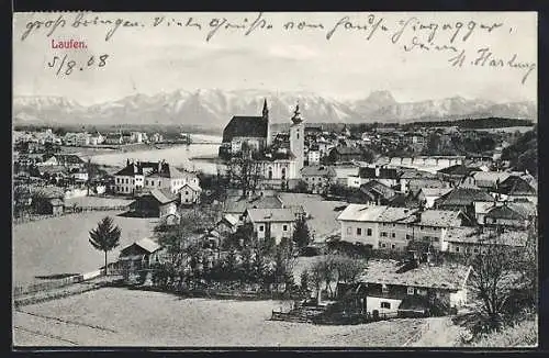 AK Laufen / Obb., Teilansicht mit Kirche