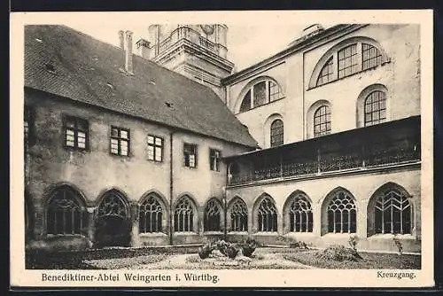 AK Weingarten i. Württbg., Innenhof der Benediktiner-Abtei