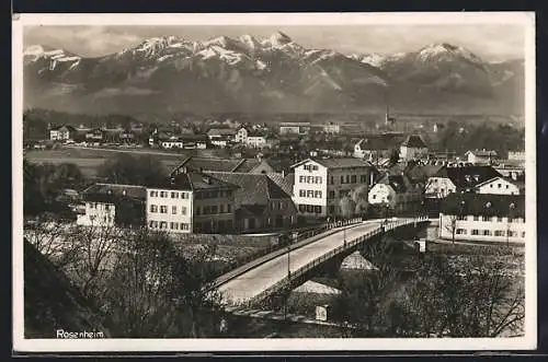 AK Rosenheim / Obb., Ortsansicht mit Bergpanorama