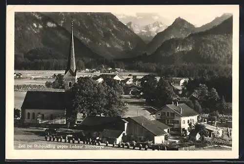 AK Zell bei Ruhpolding, Ortsansicht gegen Loferer Steinberge