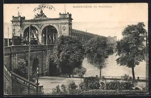 AK Mannheim, Die Rheinbrücke