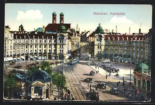 AK München, Karlsplatz aus der Vogelschau