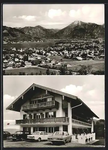 AK Bad Wiessee, Gasthaus Flossmann und Ortsansicht