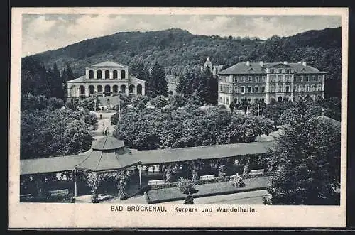 AK Bad Brückenau, Kurpark und Wandelhalle aus der Vogelschau