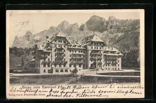 AK Karersee, Hotel vor Bergpanorama