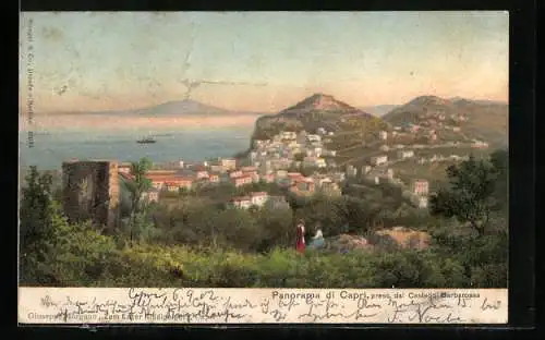 Lithographie Capri, Panorama, preso dal Castello Barbarossa