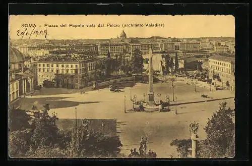 AK Roma, Piazza del Popolo vista dal Pincio