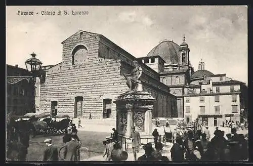 AK Firenze, Chiesa di S. Lorenzo, Pferdekutschen