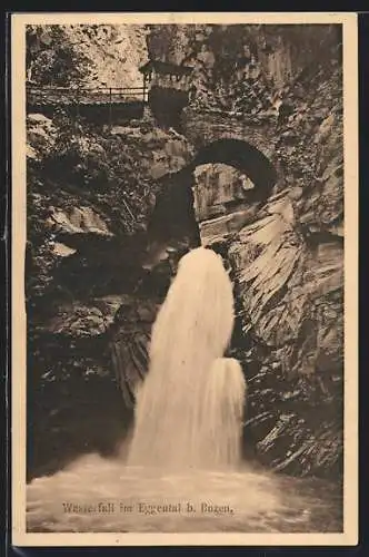 AK Eggental b. Bozen, Brücke über einem Wasserfall