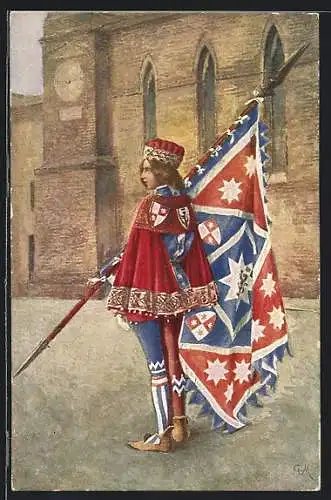 Künstler-AK Guido Masagnani: Siena, Paggi delle storiche Contrade di Siena - Pantera