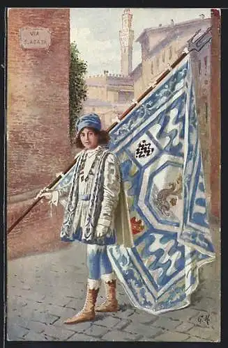 Künstler-AK Siena, Onda, Paggi delle storiche Contrade di Siena