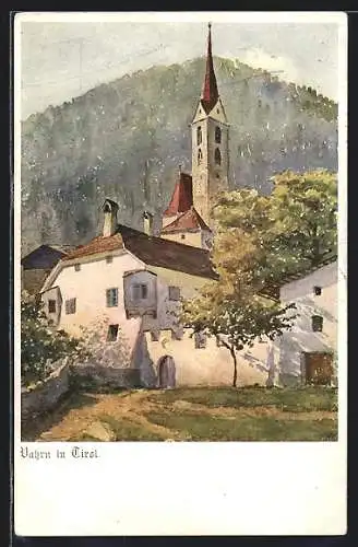 AK Deutscher Schulverein Nr. 361: Vahrn in Tirol, Blick zum Kirchturm
