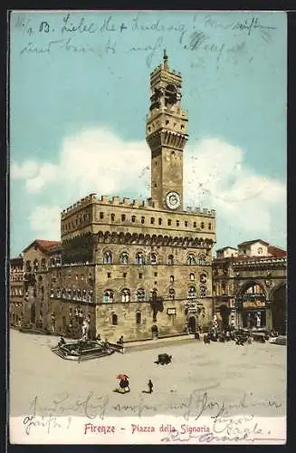 Künstler-AK Firenze, Partie am Piazza della Signoria
