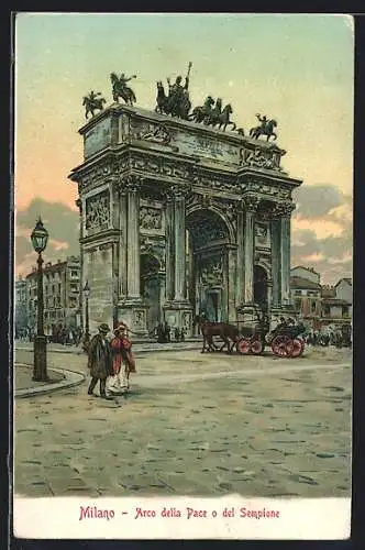 Lithographie Milano, Arco dellla Pace o del Sempione
