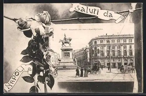 AK Napoli, Monumento a Vittorio Emanuele e Grand Hotel Londres
