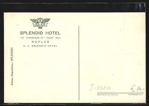 Lithographie Naples, Splendid Hotel