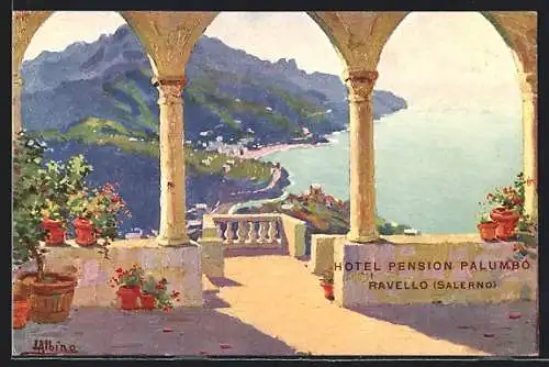 Künstler-AK Ravello, Hotel-Pension Palumbo