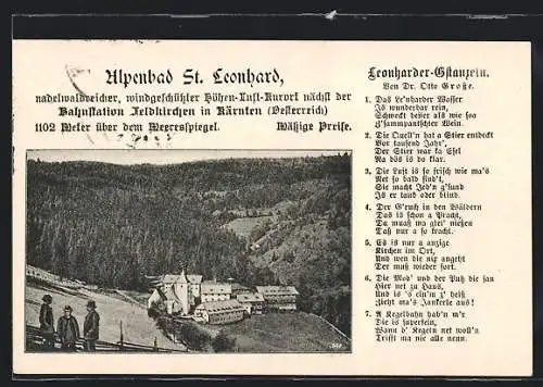 AK Glanegg /Kärnten, St. Leonhard, Alpenbad mit Gedicht Leonharder-Gstauzeln