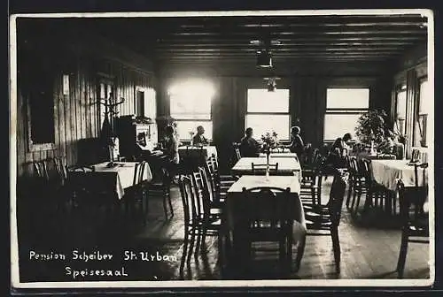 AK St. Urban /Feldkirchen, Hotel-Pension Scheiber, Speisesaal