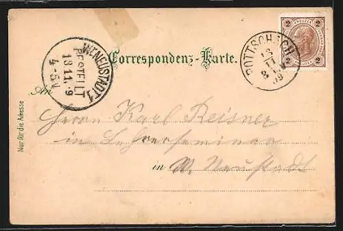 Lithographie Pottschach, Hôtel Rabensteiner, Hauptstrasse, Schloss und Kirche