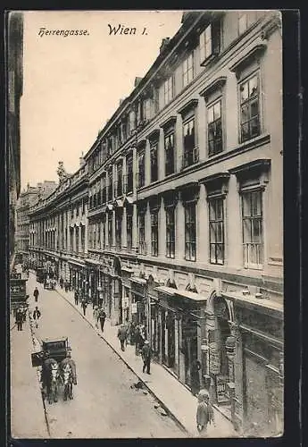 AK Wien, Sicht in die Herrengasse mit Geschäften