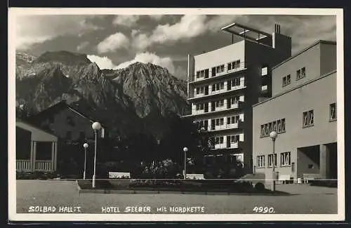 AK Hall i. T., Hotel Seeber mit Nordkette