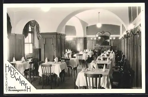 AK Wien, Restaurant Leopold Hauswirth, Kasernengasse 20, Innenansicht