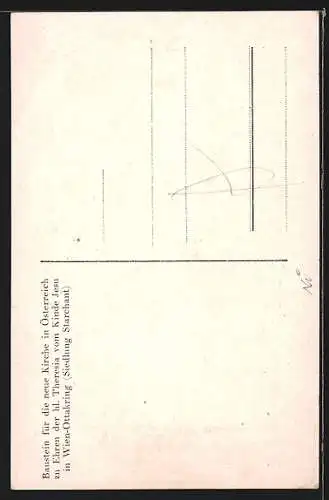 Künstler-AK Wien, Ottakring, Siedlung Starchant, Theresia-Kirche, Baustein