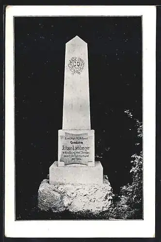 AK Lochen /Bez. Braunau, Gedenkstein für den Gendarm Johann Lachberger