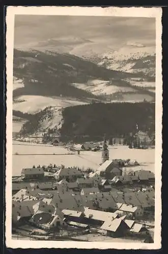 AK Obdach, Ortsansicht mit Umgebung im Winter