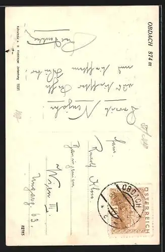 AK Obdach, Ortsansicht mit Bergen im Winter