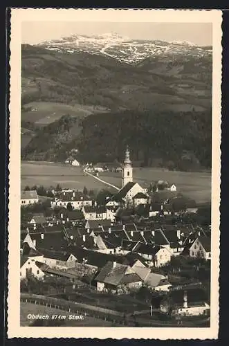 AK Obdach, Ortsansicht mit Bergblick