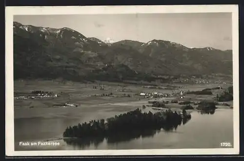 AK Faak am Faakersee, Teilansicht mit Bergen