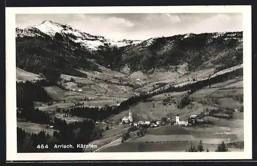 AK Arriach /Kärnten, Panorama mit Kirche