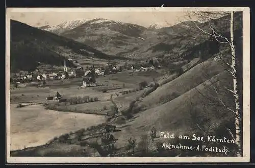 AK Feld am See, Panorama mit Kirche