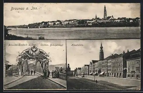 AK Braunau-Simbach a. Inn, Oesterreichischer Brückenkopf, Hauptplatz, Teilansicht