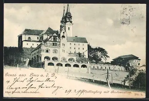 AK Linz a.d. Donau, Pöstlingberg mit Restauration