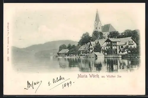 AK Maria Wörth am Wörther See, Blick zum Ort