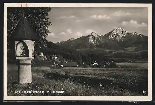 AK Egg am Faakersee, Ortspartie mit Mittagskogel