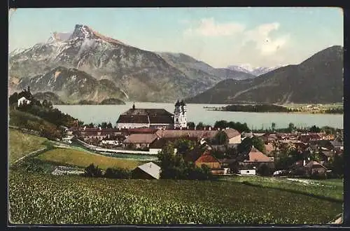 AK Mondsee, Ortsansicht mit See