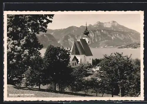 AK Steinbach am Attersee, Panoramablick mit Kirche