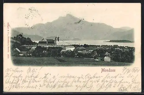 AK Mondsee, Teilansicht mit Kirche