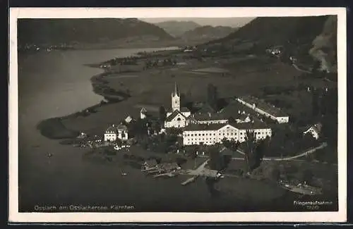 AK Ossiach am Ossiachersee, Fliegeraufnahme vom Ort