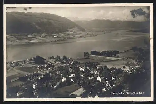 AK Steindorf a. Ossiacher See, Teilansicht mit Bergen