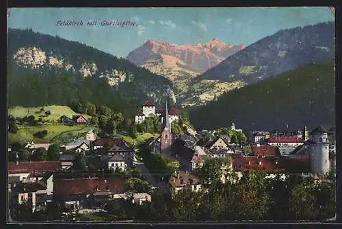 AK Feldkirch, Teilansicht mit Strassenpartie und Gurtisspitze