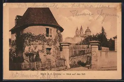AK Melk a. d. Donau, Blick auf das Stift