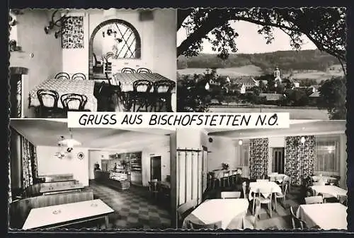 AK Bischofstetten, Gesamtansicht, Gasthaus Innenansicht